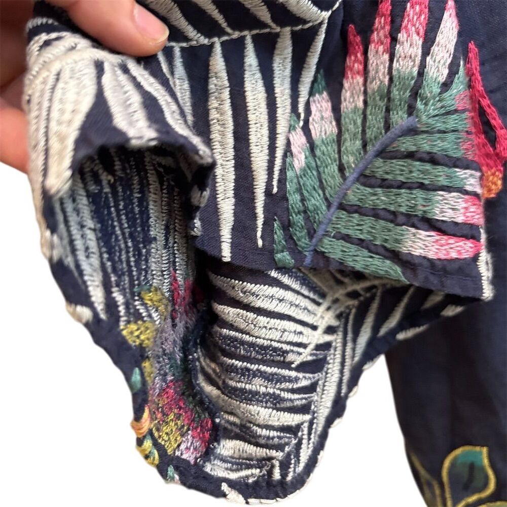 Johnny Was Kaluhi Embroidered Floral Cropped Kimono Vibrant Boho Chic Multicolor - Picture 6 of 8